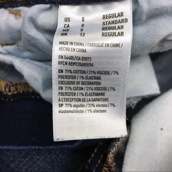 AMERICAN EAGLE Jeans Jegging Overall Dark Wash Stretch Denim Size 8 Regular - Picture 7 of 13